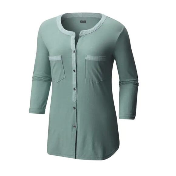 Columbia Vista Hills Henley Blouse Size Large LG Green - Picture 1 of 10